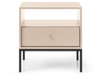 Nachttisch mit Schublade auf Schwarz Metallbeinen Amor Beige