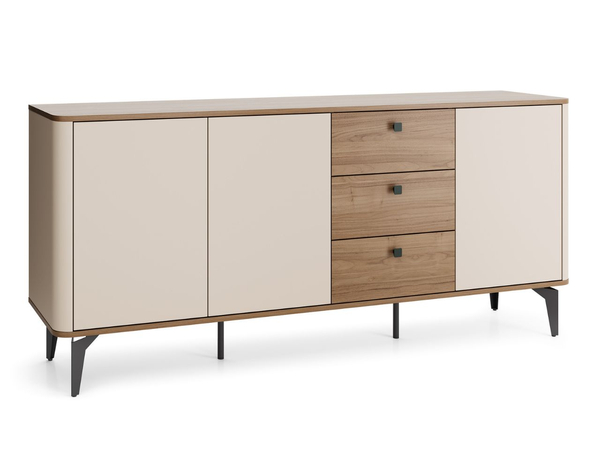 Kommode mit Türen und Schubladen, 180 cm, Arelis Kaschmir, Royal Nussbaum