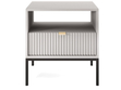 Nachtschrank mit Schublade Amber Grau, Schwarz Frame