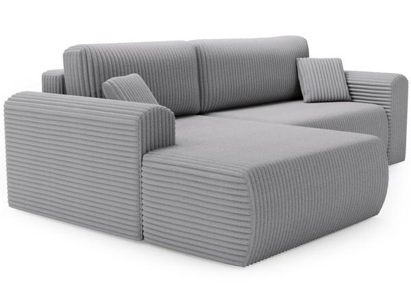 Ecksofa mit Schlaffunktion und Bettkasten Belvio links Hellgrau