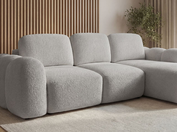 Ecksofa L-Form mit Schlaffunktion und Bettkasten Avelin Rechts Grau