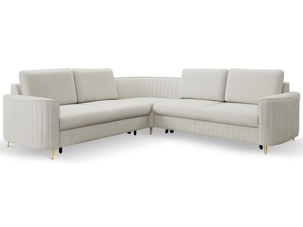 Ecksofa L-Form Rechts mit Schlaffunktion und Bettkasten Limon Hellgrau