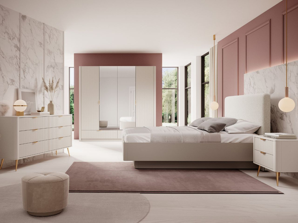 Kleiderschrank mit Spiegel Latina Beige
