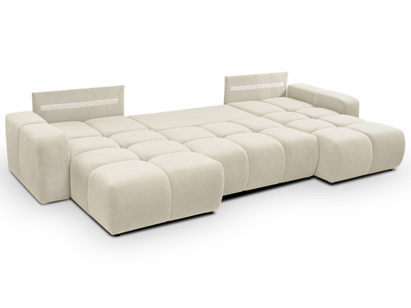 Wohnlandschaft mit Schlaffunktion und Bettkasten Sile U Hellbeige