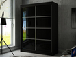 Schiebetürenschrank mit Sprossen 150 cm mit LED-Beleuchtung Ponti Schwarz