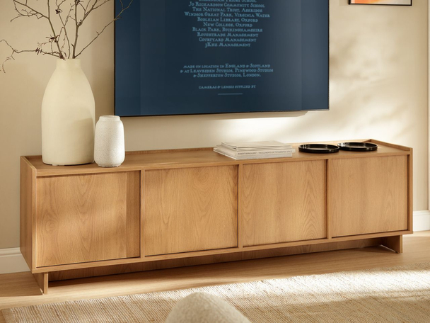 Dreitüriges TV-Lowboard 195 cm für Wohnzimmer Azumi Karamell Eiche