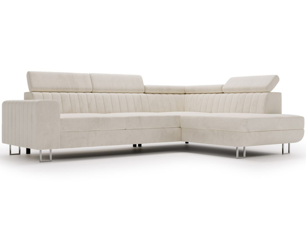 Ecksofa mit Schlaffunktion und Bettkasten Berona rechts Beige