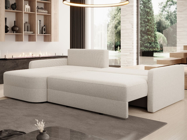 Ecksofa L-Form mit Schlaffunktion und Bettkasten Arvento Beige