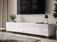 TV-Lowboard mit Türen auf Goldenen Beinen 200 cm Nodoo Weiß Hochglanz