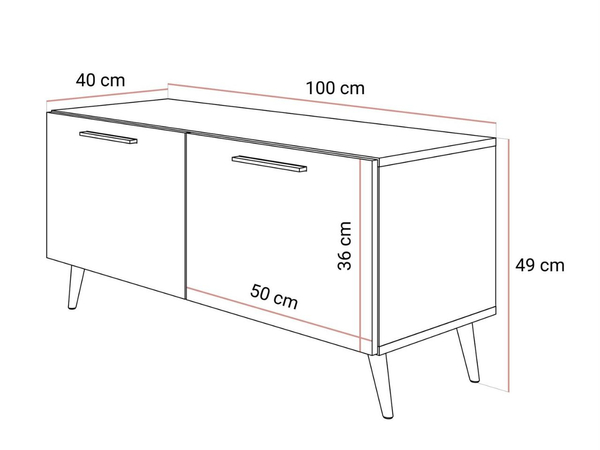 TV-Lowboard mit Türen, Griffen und LED-Beleuchtung auf Silbernen Metallbeinen 100 cm Noaé Kaschmir