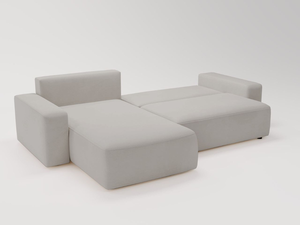 Ecksofa L-Form Links mit Schlaffunktion und Bettkasten Tazones Hellgrau