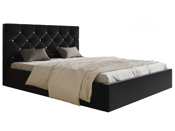 Polsterbett mit Bettkasten und Lattenrost 120x200 Selva Schwarz