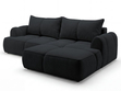 Ecksofa L-Form Rechts mit Schlaffunktion und Bettkasten Bonno Schwarz
