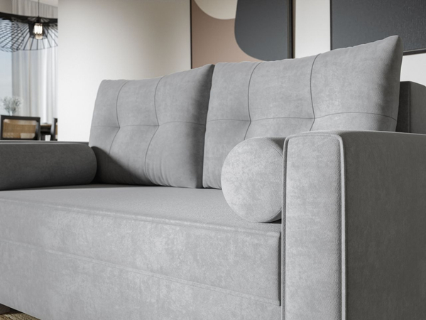 Schlafsofa mit Bettfunktion und Bettkasten Pori Grau