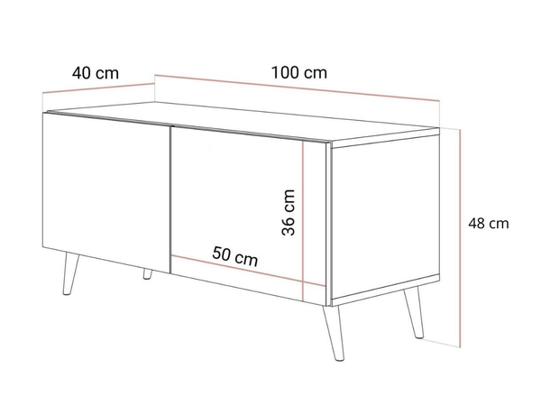 TV-Lowboard mit Türen auf Schwarz-Goldenen Metallbeinen 100 cm Noaé Schwarz Hochglanz
