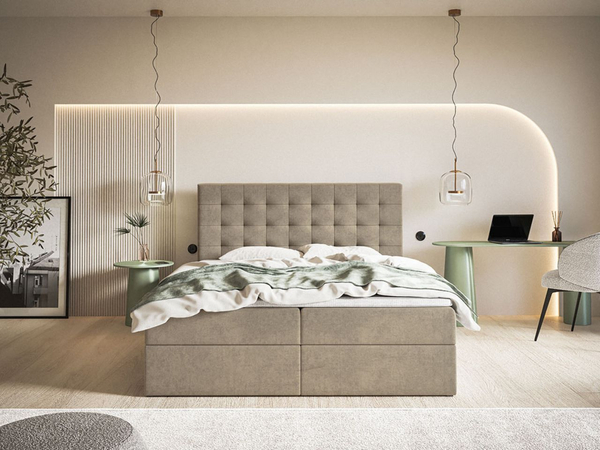 Boxspringbett mit Bettkasten 180x200 Denza Beige