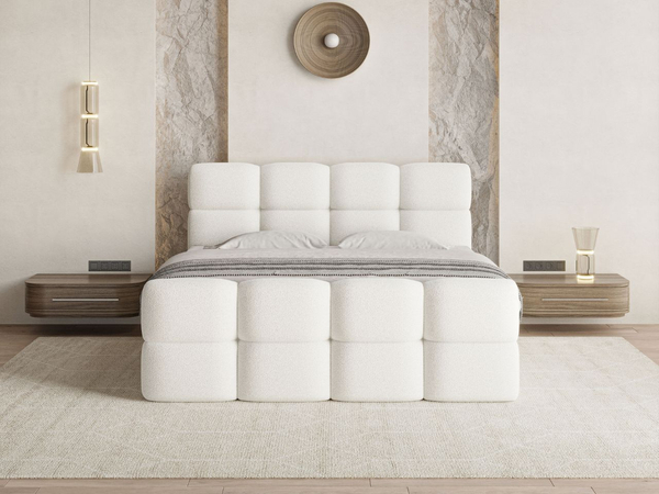 Boxspringbett mit Bettkasten 140x200 Rivon Creme