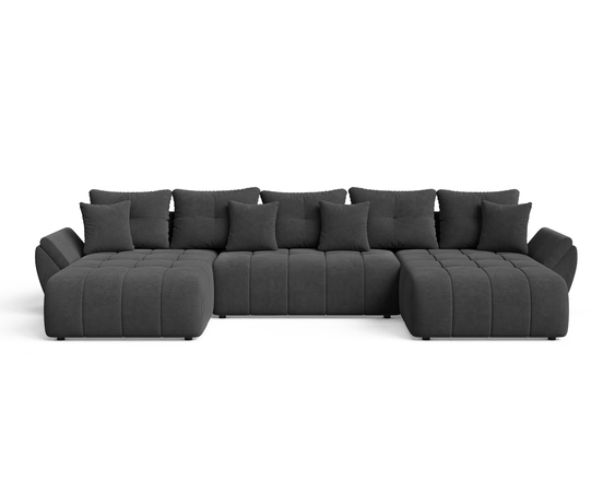 Wohnlandschaft mit Schlaffunktion und Bettkasten Decor U Anthrazit