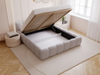 Polsterbett mit Bettkasten und Lattenrost 120x200 Cloud Low Bouclé-Stoff Grau