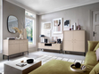 Kommode mit Türen sowie Schubladen mit Schwarz Metallbeinen 104 cm Amor Beige