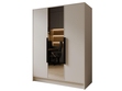 Kleiderschrank mit Spiegel 150 cm Lucca Kaschmir mit schwarzen Griffen