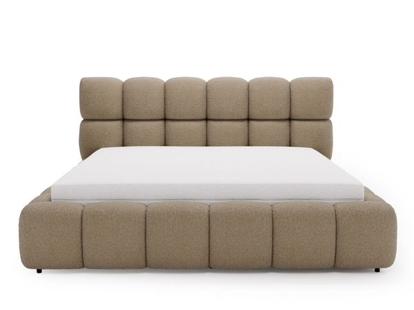 Polsterbett mit Bettkasten und Lattenrost 120x200 Modo aus Bouclé-Stoff Braun
