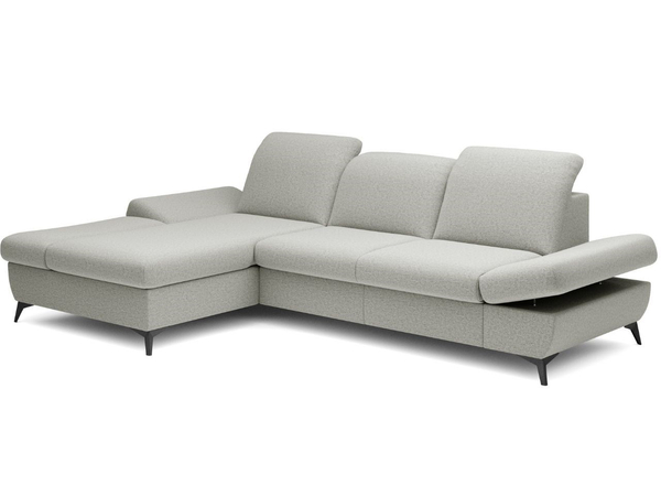 Ecksofa L-Form Links mit Schlaffunktion und Bettkasten Hannover Hellgrau