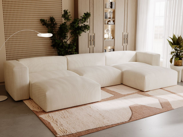Wohnlandschaft Universell Moderne Cord Ecksofa Landi Beige