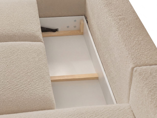 Ecksofa L-Form mit Schlaffunktion und Bettkasten Avelin Links Beige
