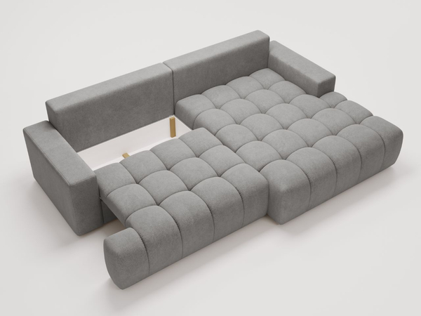 Ecksofa L-Form mit Schlaffunktion und Bettkasten Havi Rechts Grau