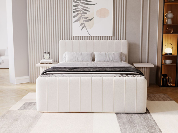 Boxspringbett mit Bettkasten 140x200 Osteno Creme