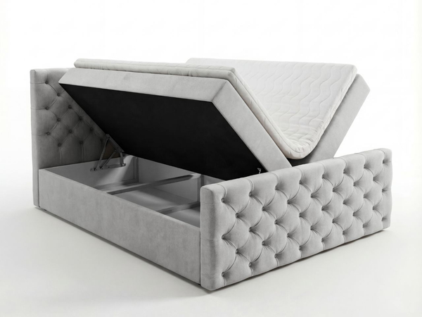 Boxspringbett mit Bettkasten 140x200 Montego Hellgrau