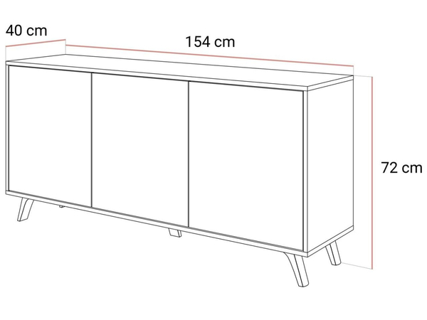 Dreitürige Kommode 154 cm Glamour-Stil auf kaschmirfarbenen Beinen Vivance Kaschmirglanz