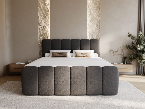 Boxspringbett mit Bettkasten 200x200 Bouclé-Stoff Cloud Schwarz