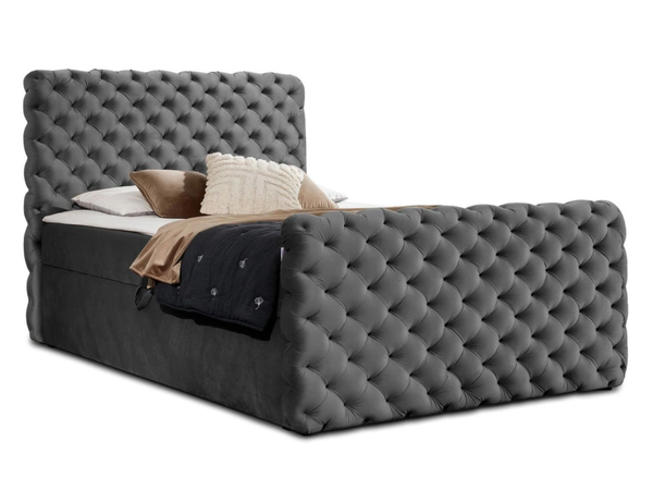 Boxspringbett mit Bettkasten 200x200 Cleo Lux Grau