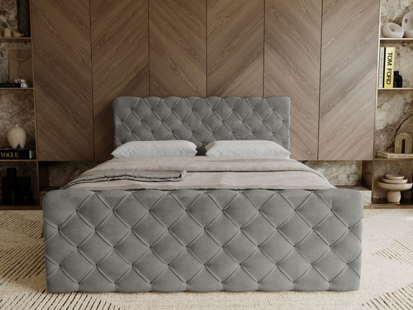 Boxspringbett mit Bettkasten 120x200 Lunaris Grau