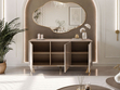 Dreitürige Kommode 154 cm Glamour-Stil auf goldfarbenen Metallbeinen Vivance Kaschmirglanz