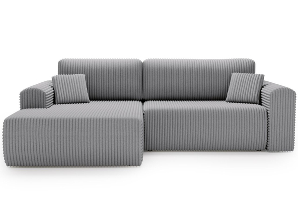 Ecksofa mit Schlaffunktion und Bettkasten Belvio links Hellgrau