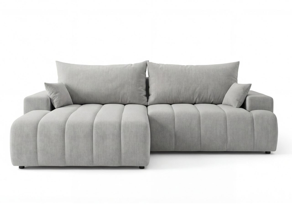 Ecksofa L-Form Links mit Schlaffunktion und Bettkasten Caleo Hellgrau