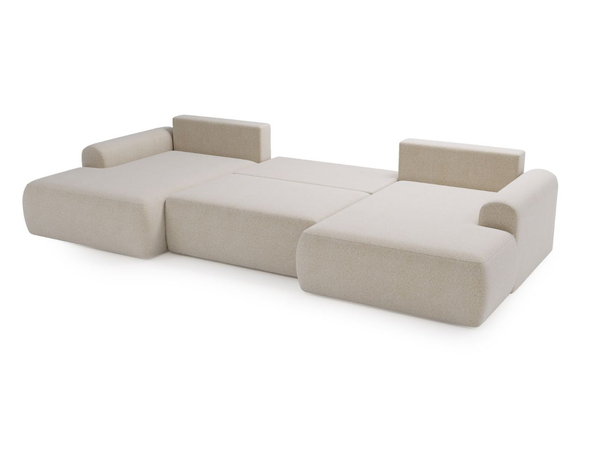 Wohnlandschaft mit Schlaffunktion und Bettkasten Savana Creme