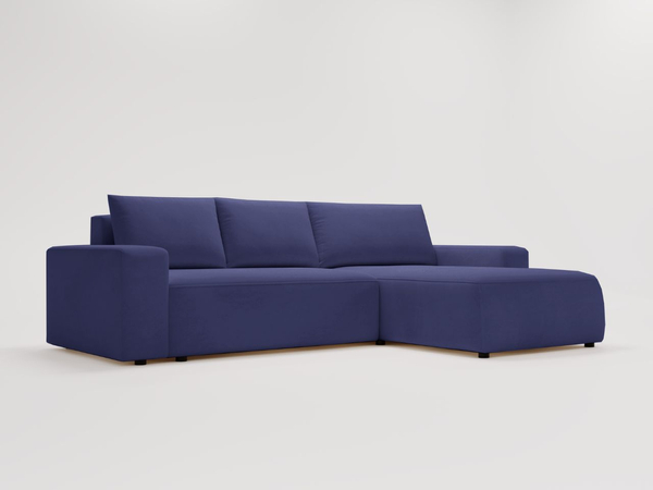 Ecksofa L-Form Rechts mit Schlaffunktion und Bettkasten Tazones Dunkelblau