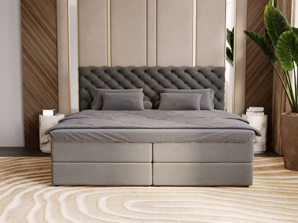 Boxspringbett mit Bettkasten 180x200 Bergamo Dunkelgrau