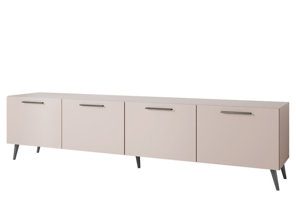 TV-Lowboard mit Türen und LED-Beleuchtung auf Schwarzen Metallbeinen 200 cm Noaé Kaschmir