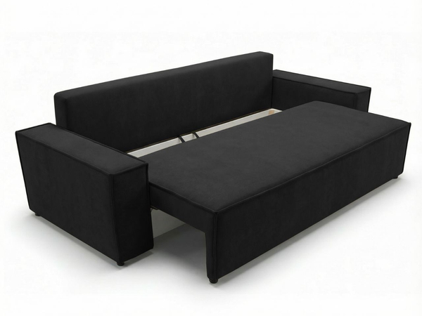 Schlafsofa mit Bettfunktion und Bettkasten Sivra Schwarz