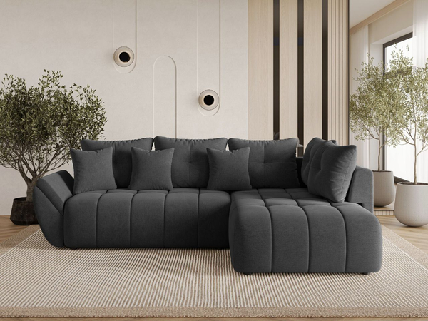 Ecksofa L-Form mit Schlaffunktion und Bettkasten Genoa Anthrazit