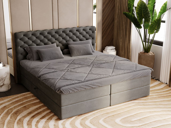 Boxspringbett mit Bettkasten 200x200 Bergamo Dunkelgrau