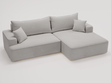Ecksofa L-Form Rechts mit Schlaffunktion und Bettkasten California Hellgrau