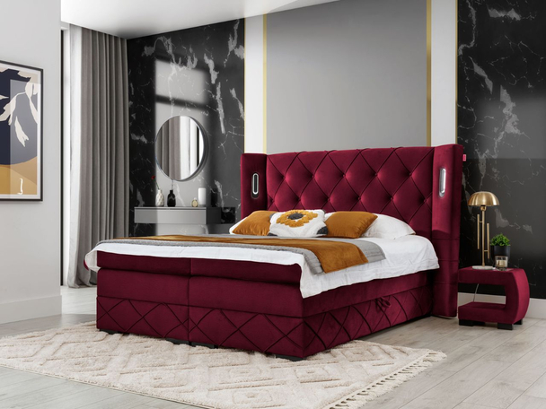 Boxspringbett mit Bettkasten 120x200 Neria Lux Rot