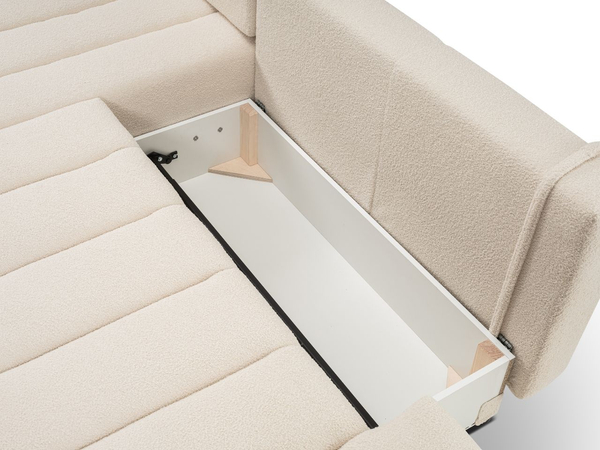 Ecksofa mit Schlaffunktion und Bettkasten Links Adoro Hellbeige