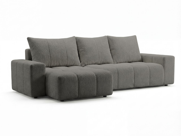 Ecksofa L-Form mit Schlaffunktion und Bettkasten Bresso Dunkelgrau